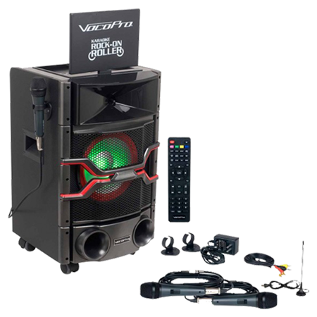 VocoPro Karaoke Rock-On Roller DVD Karaoke System with Giant 10 Display Monitor and Lightshow Speaker
