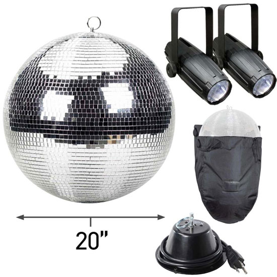 ProX MB-20 20" Polyfoam Mirror Ball & LED Pin Spots Package