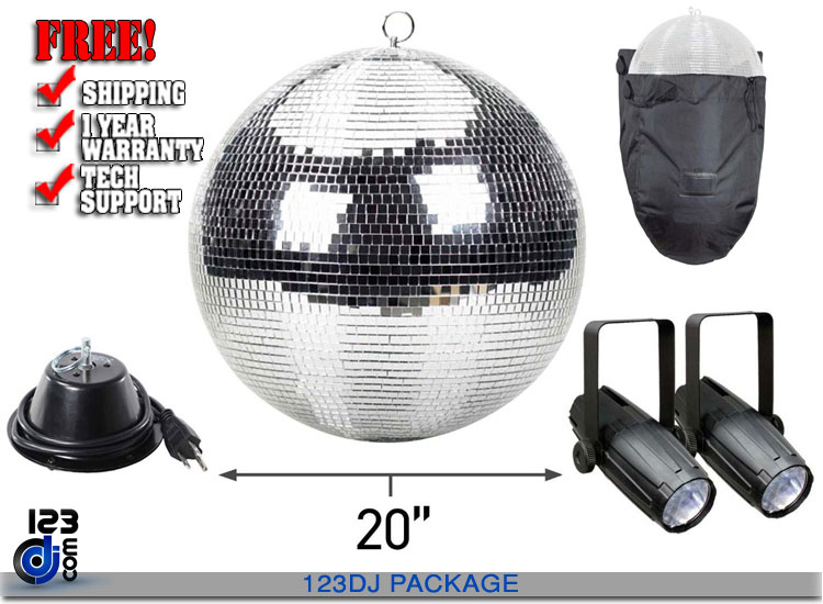 ProX MB-20 20" Polyfoam Mirror Ball & LED Pin Spots Package