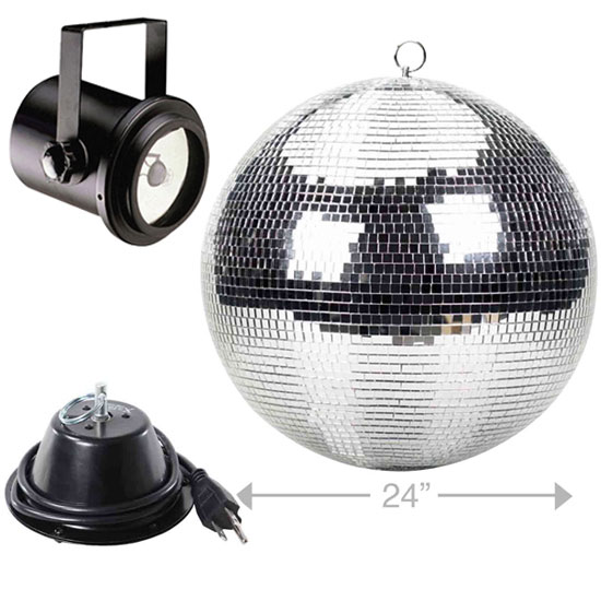 ProX MB-24 Mirror Ball & 30W Pinspot Package