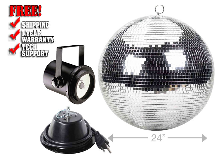 ProX MB-24 Mirror Ball & 30W Pinspot Package