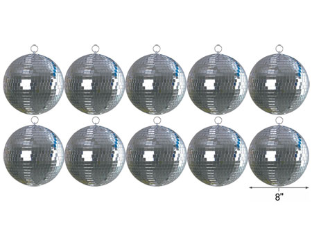 ProX MB-8 8" ABS Mirror Balls with Color Box Packaging Ten Pack