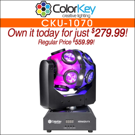 ColorKey CKU-1070 Kraken FX Energizing QUAD Color LED Effect Light with Built-in Blinder