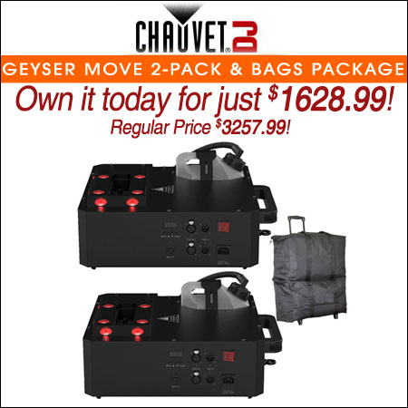 Chauvet DJ Geyser Move Fog Machine 2-Pack with Bags Package