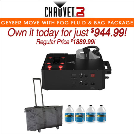 Chauvet DJ Geyser Move Fog Machine with Fluid and Bag Package