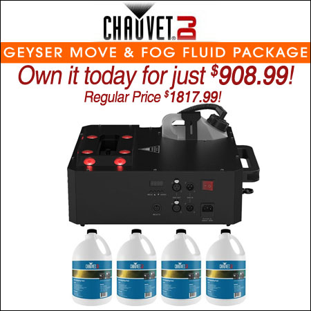 Chauvet DJ Geyser Move Fog Machine with Fog Fluid Package 