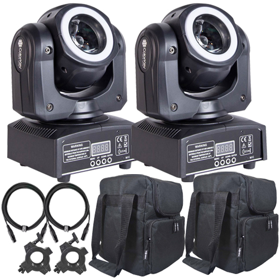 (2) ColorKey CKU-5038 Mover Halo Beam QUAD MKII with Universal Utility Cases Package