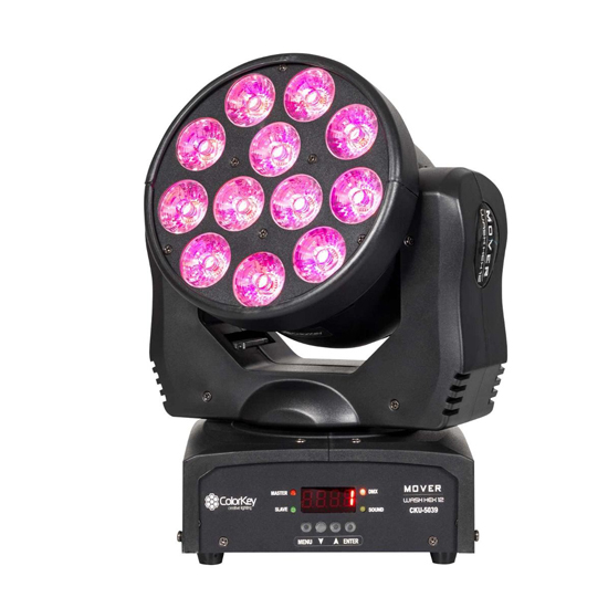 (2) ColorKey CKU-5039 Mover Wash HEX 12 Moving Head Wash Lights with Carrying Bag Package