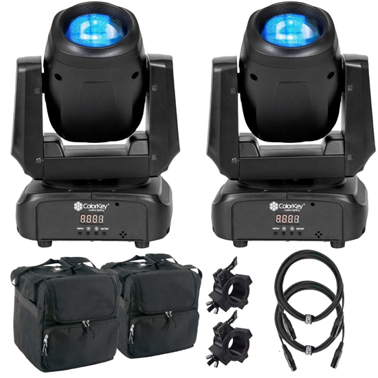 ColorKey CKU-5060 Mover Beam 100 Compact 100W Moving Head Beam 2-Pack with Bags Package