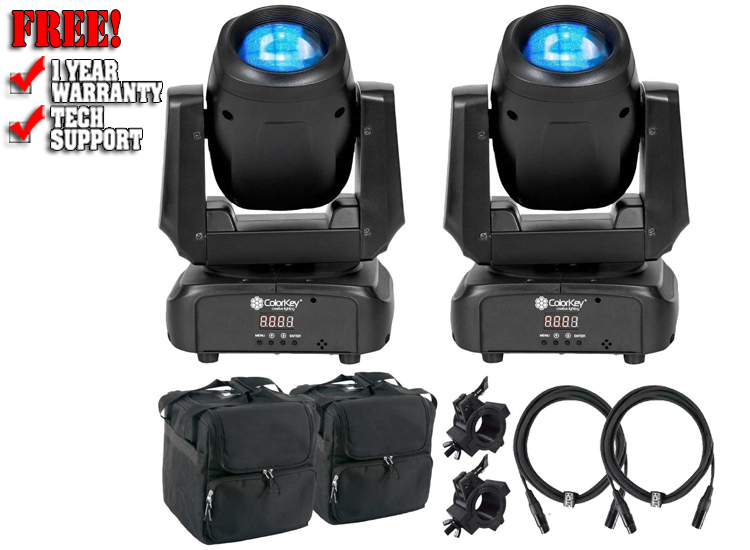 ColorKey CKU-5060 Mover Beam 100 Compact 100W Moving Head Beam 2-Pack with Bags Package 