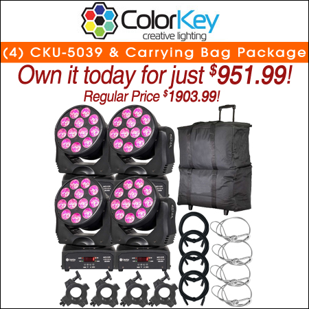 (4) ColorKey CKU-5039 Mover Wash HEX 12 with Carrying Bag Package