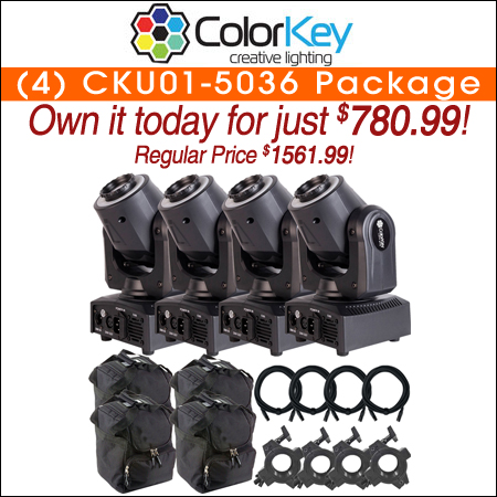 (4) ColorKey CKU01-5036 Mover Halo Spot Moving Head Package