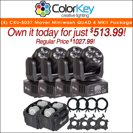 (4) ColorKey CKU-5037 Mover Miniwash QUAD 4 MKII Package