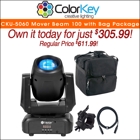 ColorKey CKU-5060 Mover Beam 100 Compact 100W Moving Head Beam with Bag Package