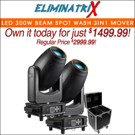 Eliminatrix LED 300W BEAM SPOT WASH 3IN1 MOVER WITH LED RING