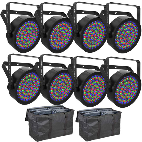 Chauvet DJ SlimPAR 64 RGBA ILS 8-Pack with Bags Package