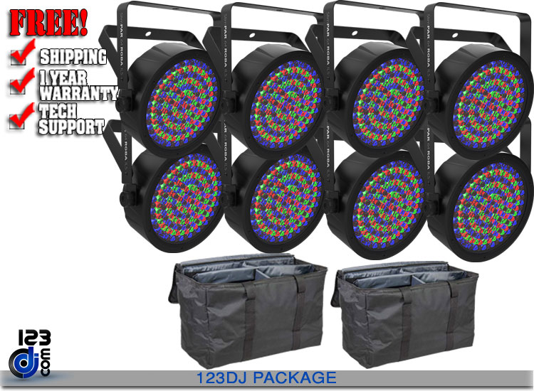 Chauvet DJ SlimPAR 64 RGBA ILS 8-Pack with Bags Package