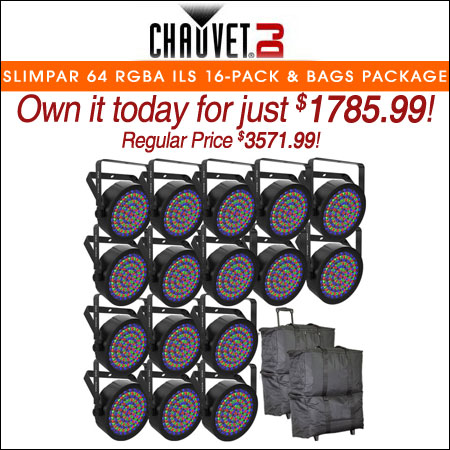 Chauvet DJ SlimPAR 64 RGBA ILS 16-Pack with Bags Package