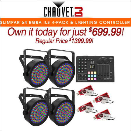 Chauvet DJ SlimPAR 64 RGBA ILS 4-Pack & Lighting Controller Package