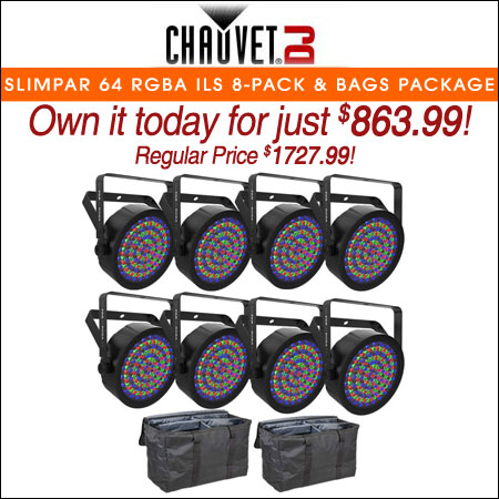 Chauvet DJ SlimPAR 64 RGBA ILS 8-Pack with Bags Package