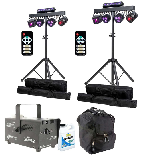 (2) ColorKey CKU-3030 PartyBar FX Compact Lighting with Chauvet DJ Hurricane 700 Fog Machine Package