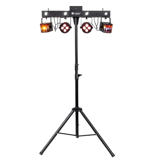 (2) ColorKey CKU-3070 PartyBar Mobile 250 with Red & Green Lasers, Stands, Carrying Cases & Transport Bag Package