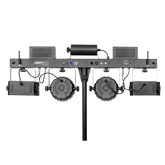 (2) ColorKey CKU-3100 PartyBar Pro 1000 with Red & Green Lasers, 2 LED Blinders, Stands, Carrying Cases & Transport Bag Package 