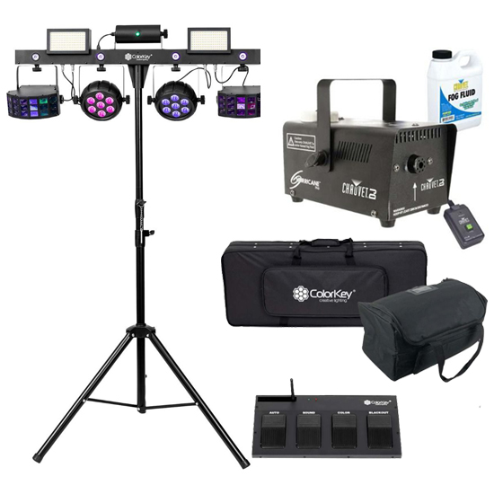 ColorKey CKU-3100 PartyBar Pro 1000 with Footswitch Controller & Fog Machine Package