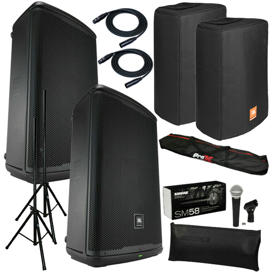 2x JBL EON712 with Cover and SM58LC MIC Package