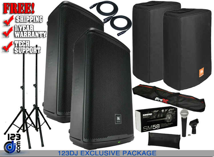 2x JBL EON712 with Cover and SM58LC MIC Package