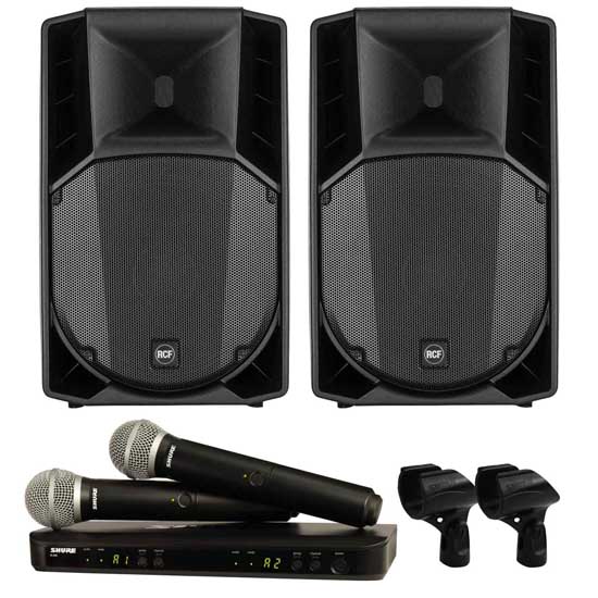 (2) RCF ART 715-A MK4 with Dual Channel Wireless Microphone Package