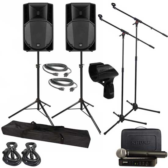 (2) RCF ART 735-A MK4 with Vocal Microphones & Stands Package