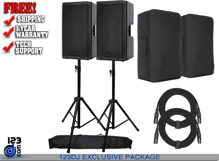 (2) RCF ART 910-A with Covers & Stands Package