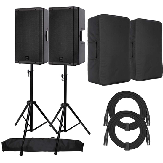 (2) RCF ART 932-A 12" Speaker with Covers & Stands Package