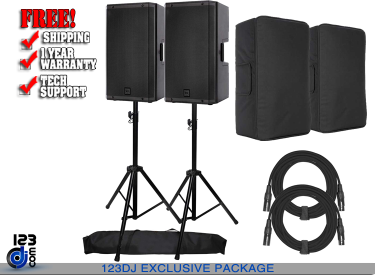 (2) RCF ART 932-A 12" Speaker with Covers & Stands Package