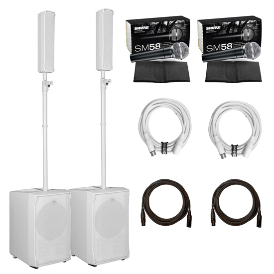 (2) RCF Evox Jmix8 White with Shure Vocal Microphones Package