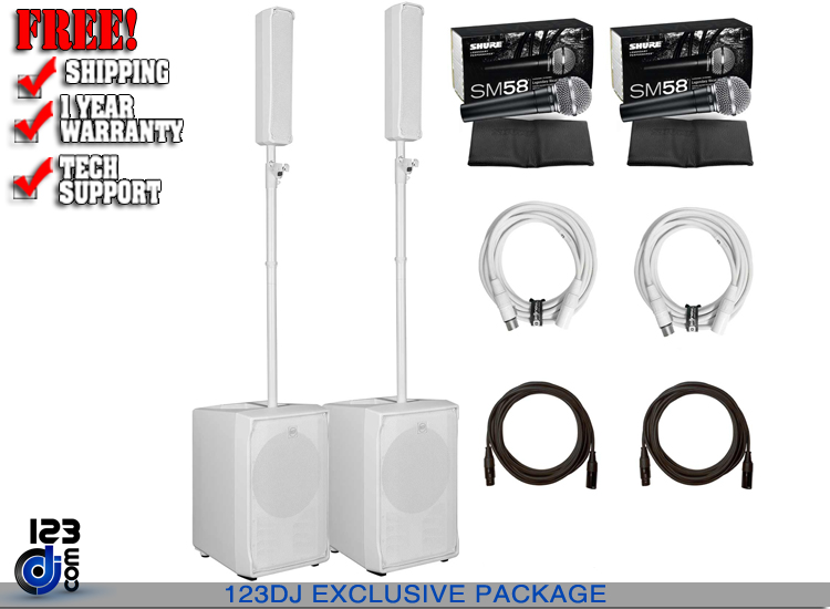 (2) RCF Evox Jmix8 White with Shure Vocal Microphones Package