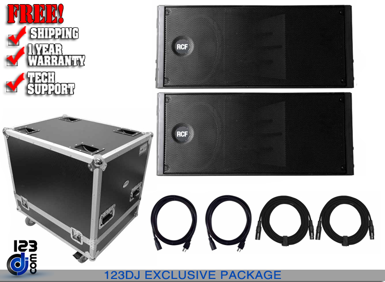 (2) RCF HDL 20-A Active Line Array Module Speakers with Fight Case Package