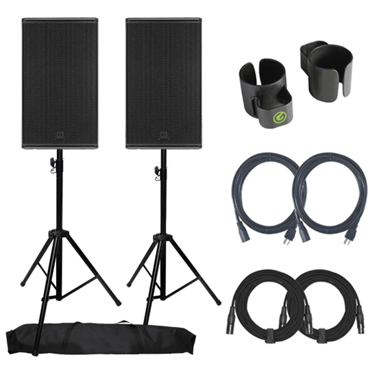 (2) RCF NX-912A Active 12" with Tripod Speaker Stands Package