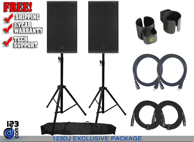 (2) RCF NX-912A Active 12" with Tripod Speaker Stands Package