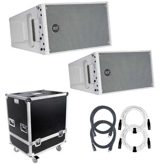 (2) RCF HDL 10-A White Line Array Speakers with Flight Case Package