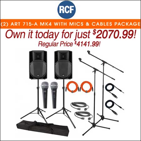 (2) RCF ART 715-A MK4 with Microphones & Cables Package