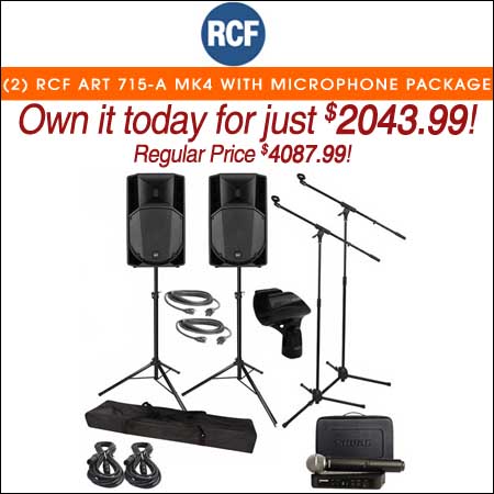 (2) RCF ART 715-A MK4 with Handheld Wireless Microphone System Package