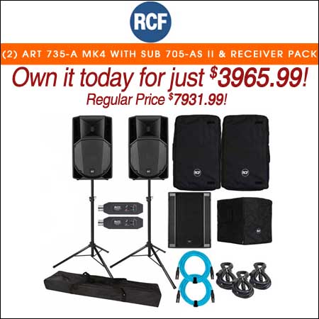 (2) RCF ART 735-A MK4 with RCF SUB 705-AS II and Audio Receivers Package