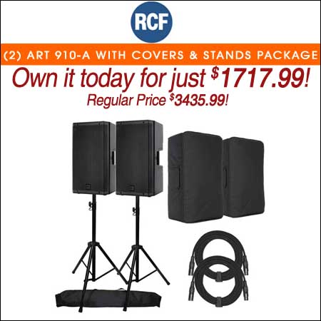 (2) RCF ART 910-A with Covers & Stands Package