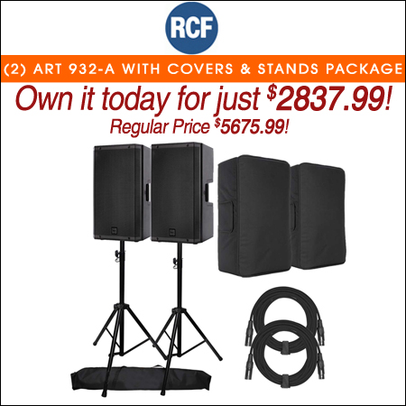 (2) RCF ART 932-A 12" Speaker with Covers & Stands Package