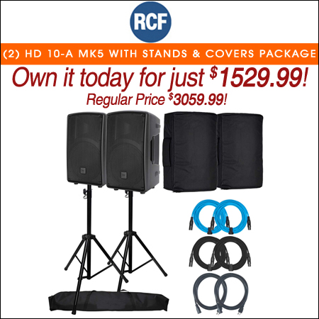 (2) RCF HD 10-A MK5 with Stands & Covers Package