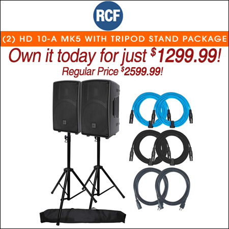 (2) RCF HD 10-A MK5 with Tripod Speaker Stand Package