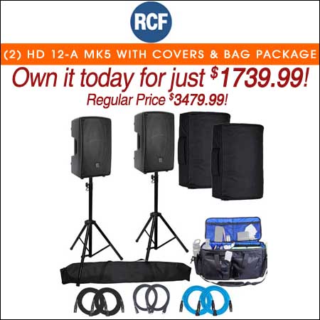 (2) RCF HD 12-A MK5 with Covers & Utility Carry Bag Package