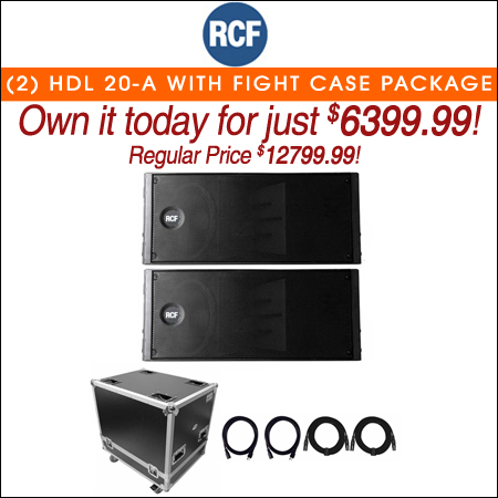 (2) RCF HDL 20-A Active Line Array Module Speakers with Fight Case Package